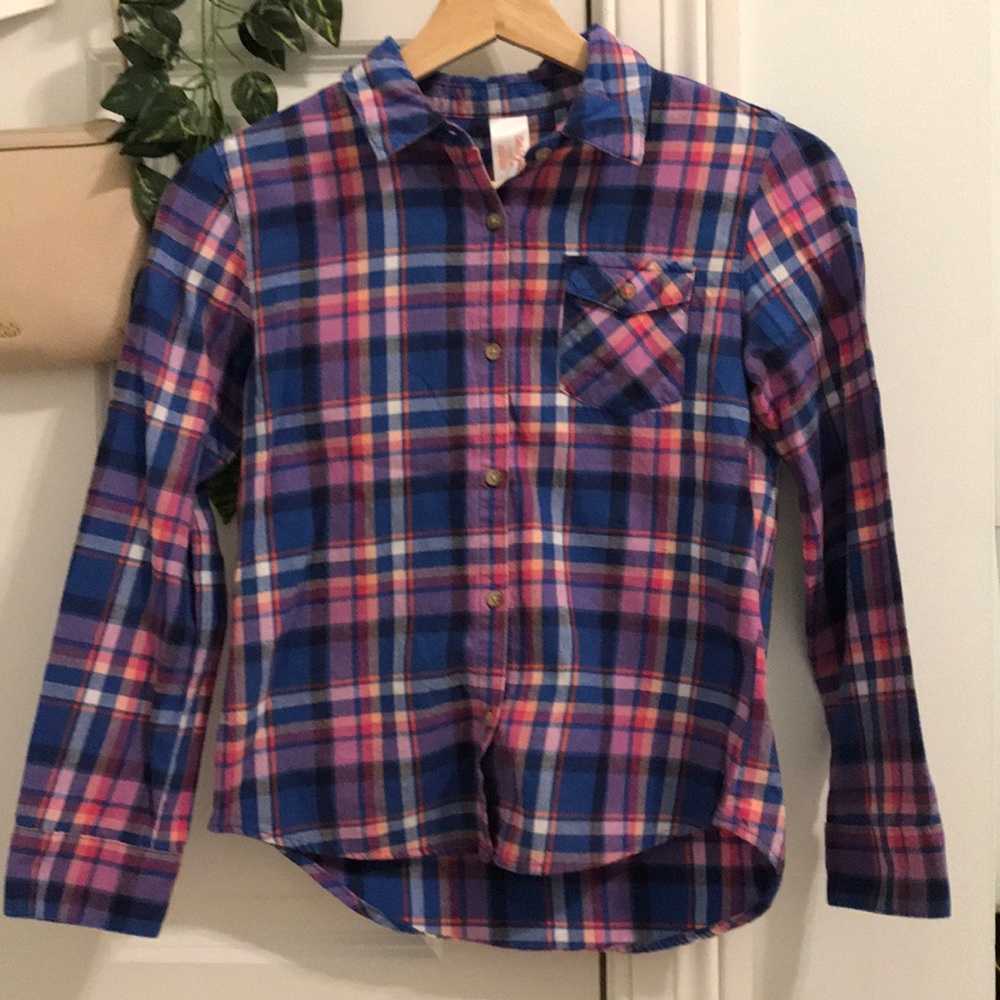 Cat and Jack blue / pink flannel size L